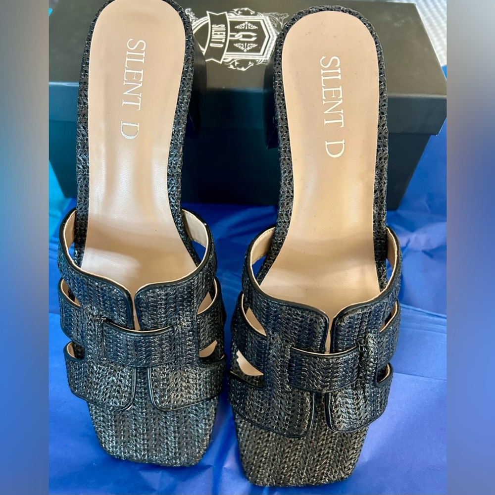 Black Raffia Sandals by SILENT D